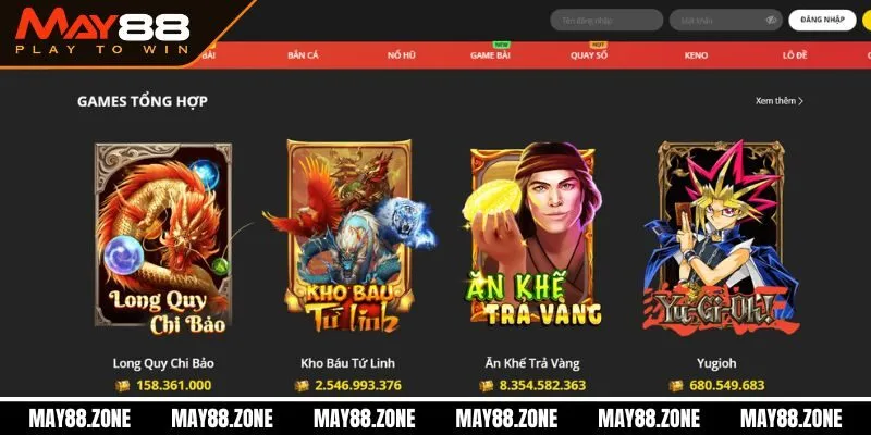 Lý do người chơi chọn nhà cái MAY88 an toàn #1 châu Á 4 Kho game cá cược đa dạng, hấp dẫn đứng đầu Châu Á